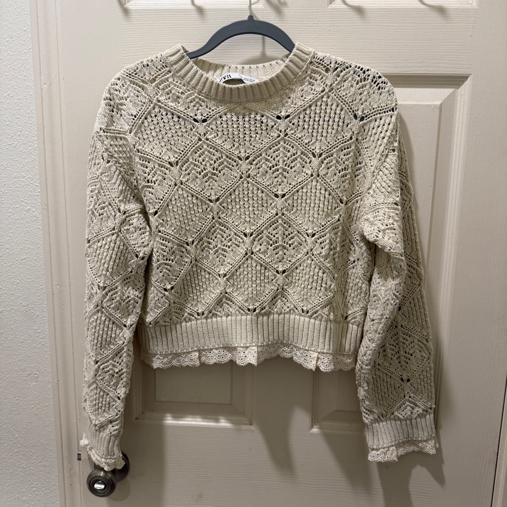 Zara crotchet knit sweater
